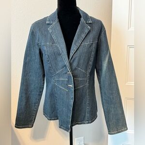 Vintage Two Star Dog TSD Denim Blazer Jacket Tailored Stitch Detail